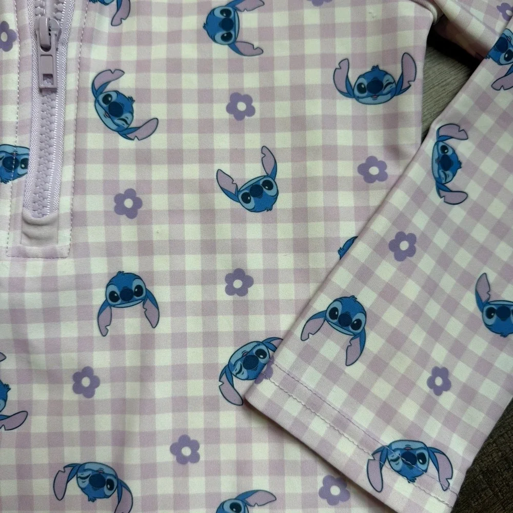 Disney Carter's Girls Lilo & Stitch Gingham 1-Piece Rashguard Swimsuit Size 10